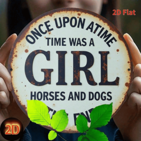 CIFbuy Vintage | Round Iron Sign 2D Flat Printed Metal Plaque, Once Upon A Time There Was A Girl Who Loved Horses And Dogs Retro Wall H TikTok, T